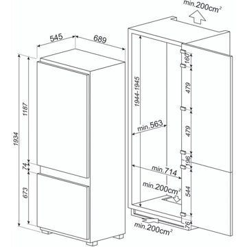 Réfrigérateur combiné encastrable SMEG C875TNE – Image 6