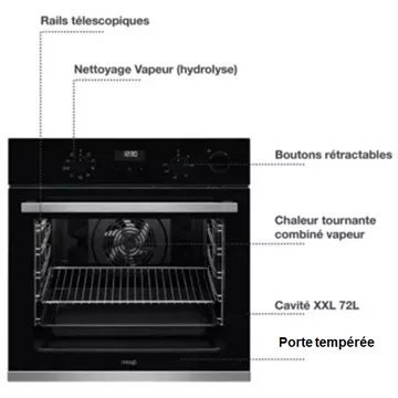 Four encastrable fonction vapeur MIOGO MOS721TR Steam – Image 3
