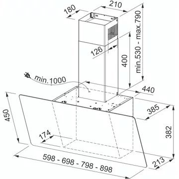 Hotte décorative murale inclinée FRANKE EVO PLUS FPJ 925 VERT. VR/NR – Image 3