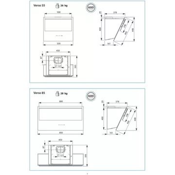Hotte décorative murale FALMEC VERSO1420 Noire 85cm MURALE – Image 10