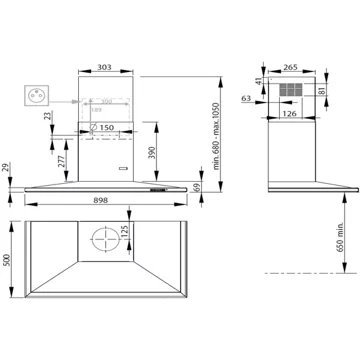 Hotte décorative murale ROBLIN LOTUS/2 900 INOX SANS MOTEUR – Image 2