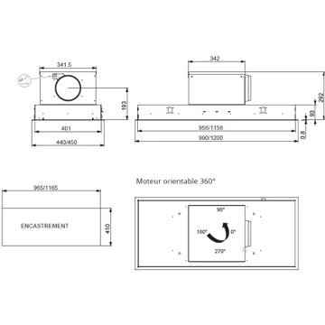 Hotte plafond ROBLIN INSPIRATION 1000 VERRE BLANC SANS MOTEUR – Image 3